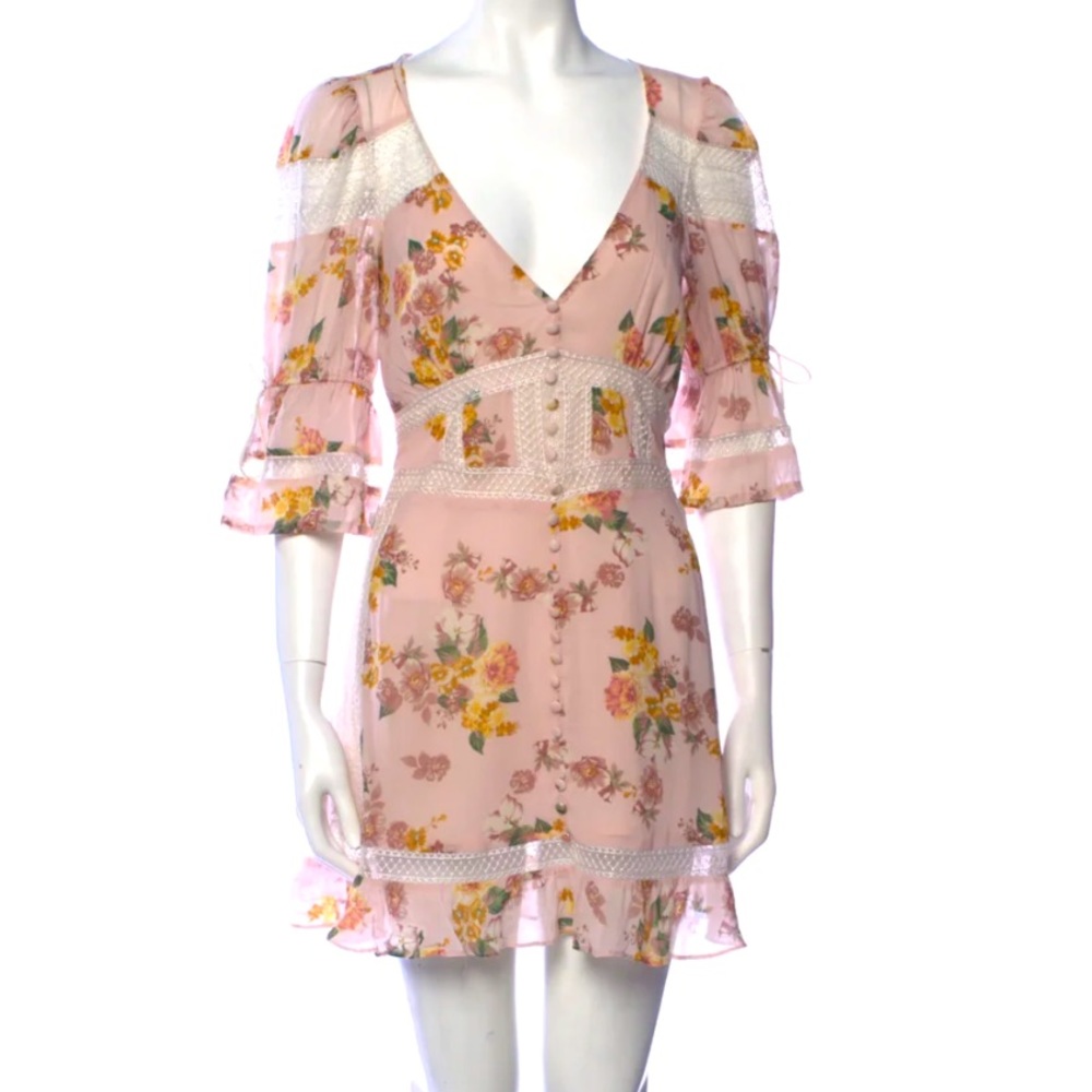 For Love & Lemons Pink Floral Dress
